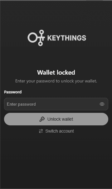 Keythings Wallet lock screen