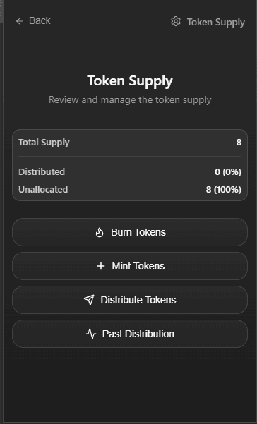Token supply management in Keythings Wallet